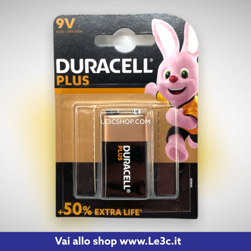 Batteria Duracell Plus Power 9V.