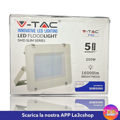 V-TAC Faro LED SMD Chip Samsung 200W Colore Bianco 6400K IP65