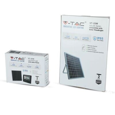 Faro LED con Telecomando e Pannello Solare V-TAC 12W - Autonomo e Versatile con Telecomando Incluso.
