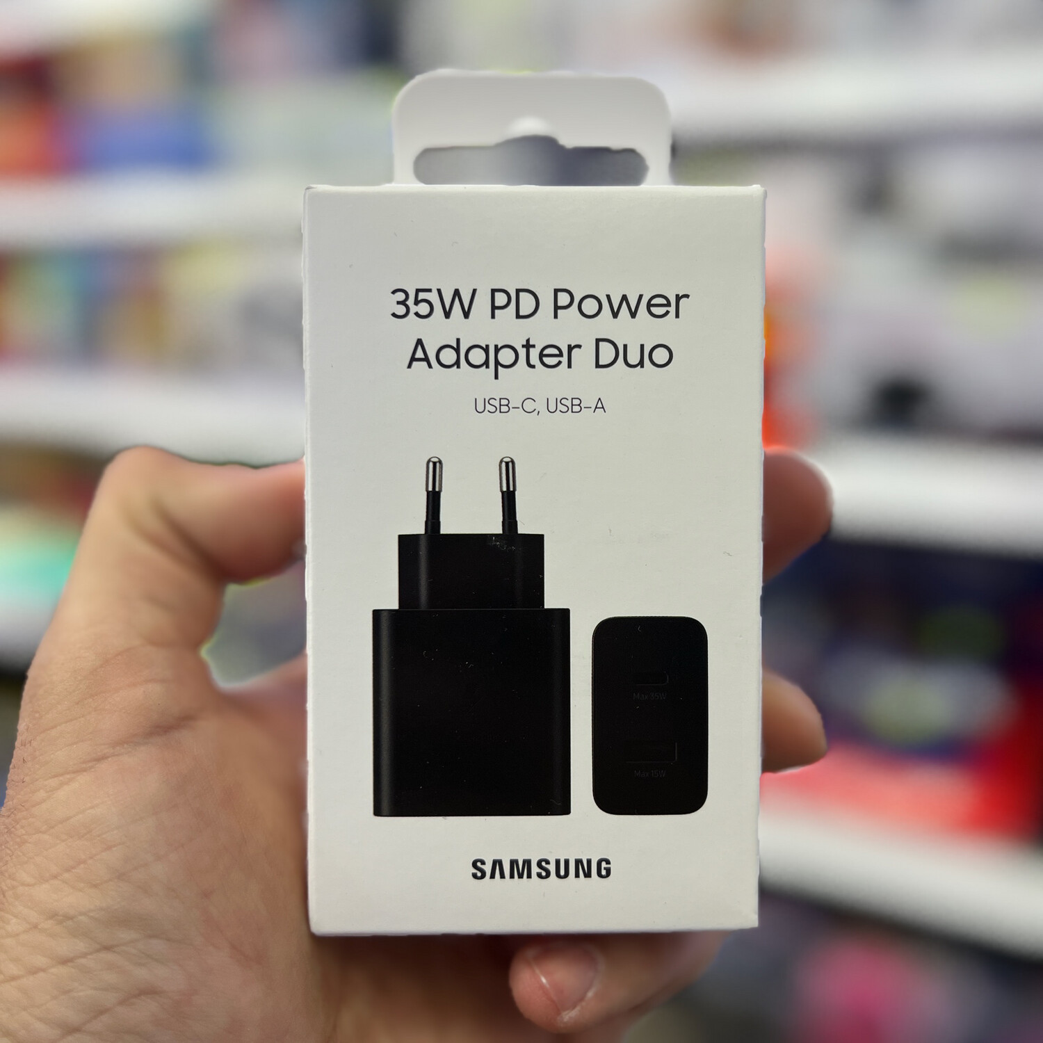 Samsung EP-TA220N Power Adapter Duo 35W, 2 porte USB (USB-C e USB-A), Nero