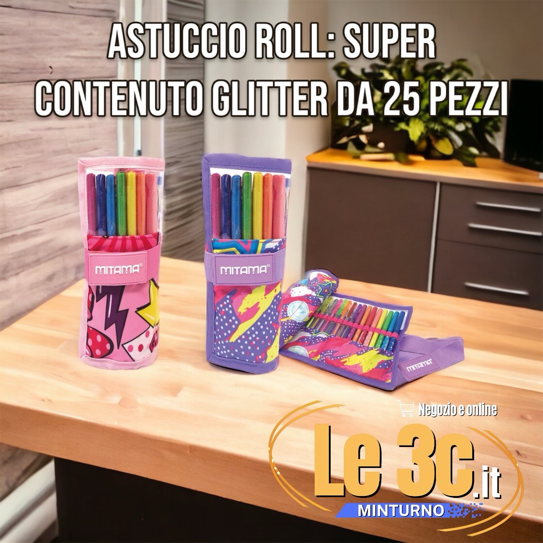 Astuccio Roll: Super Contenuto Glitter da 25 Pezzi e Mini Astuccio Separabile Omaggio