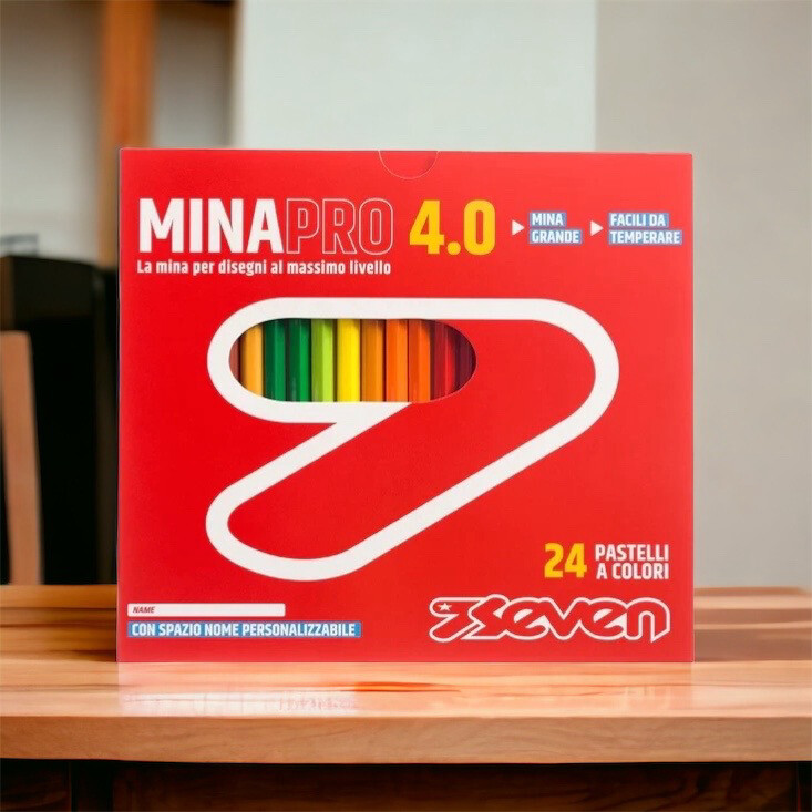 24 Pastelli a Colori Seven® MinaPro 4.0: Pigmenti Intensi e Legno FSC