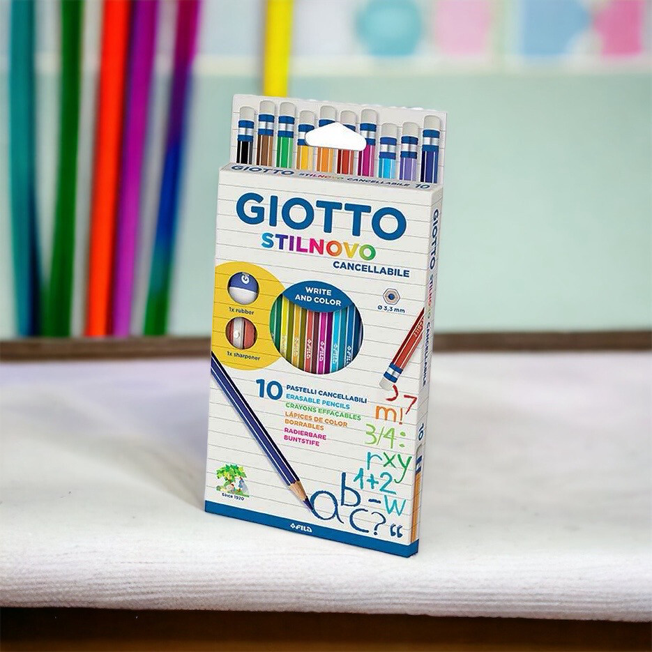 Giotto Pastelli Stilnovo Cancellabili - Confezione da 12 Colori Brillanti