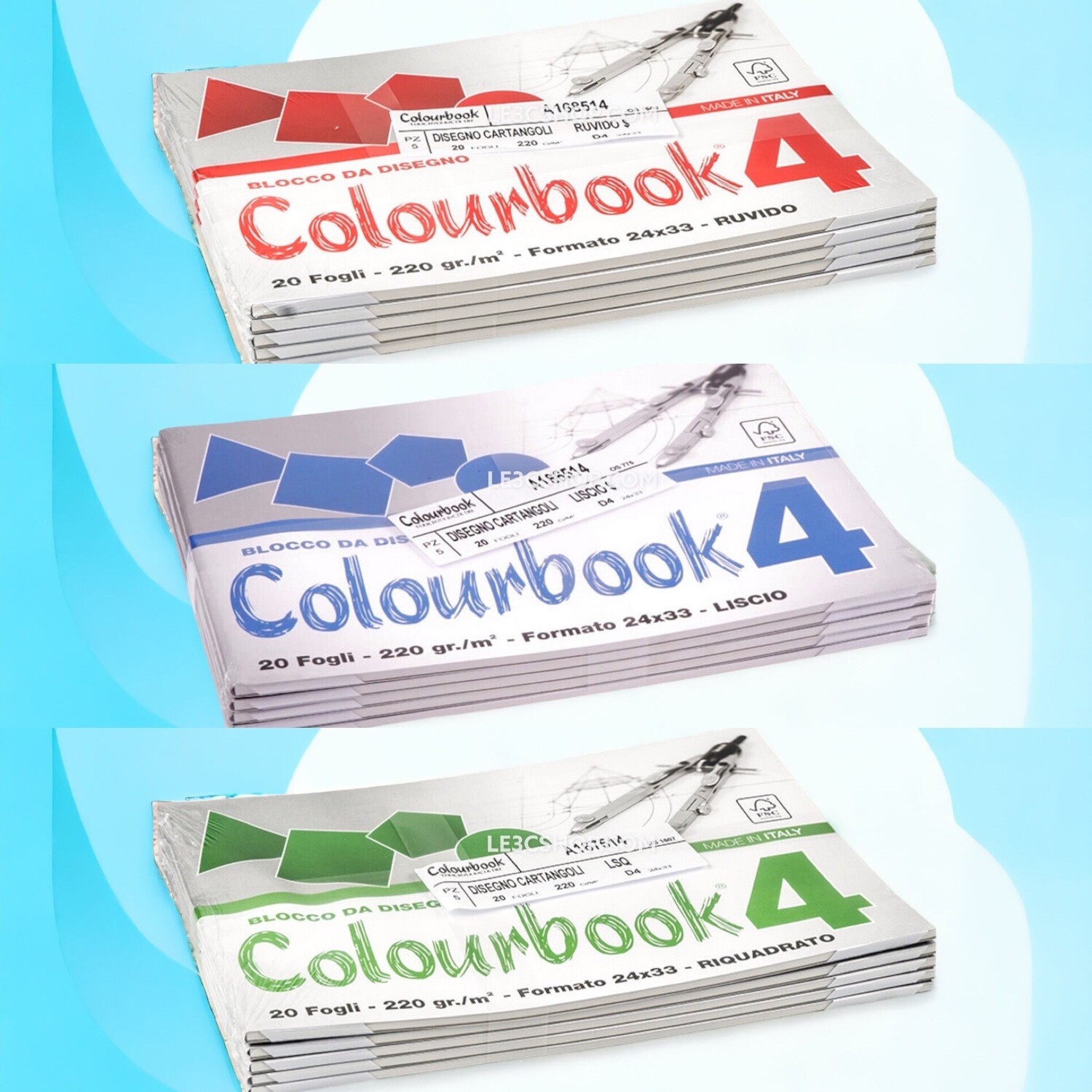 Blocco Colourbook F2 24x33 - Superfici Liscie, Ruvide e Riquadrate per Arte Creativa