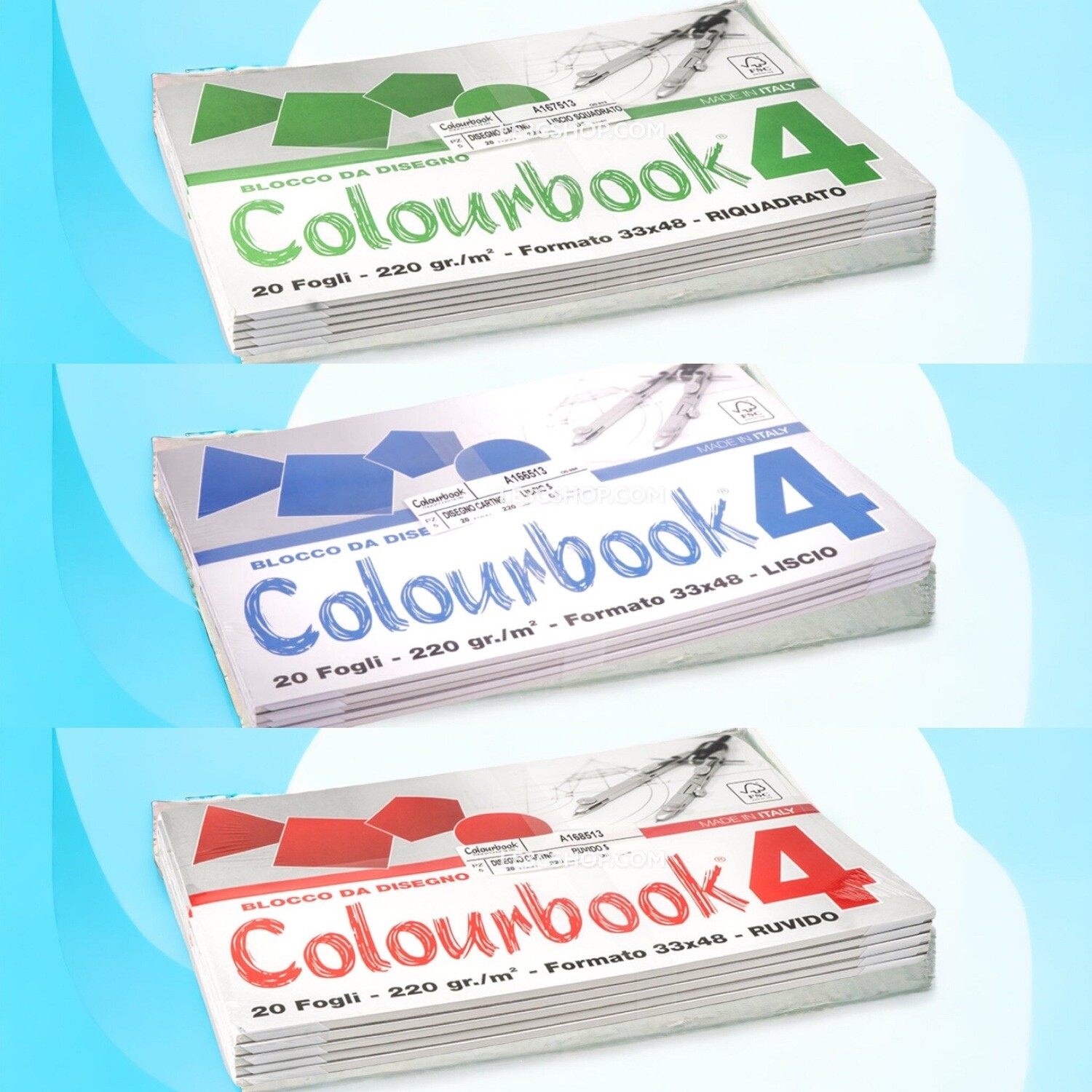 Colourbook Blocco da disegno 4 - 33x48 cm - Tre texture - Alta qualità.