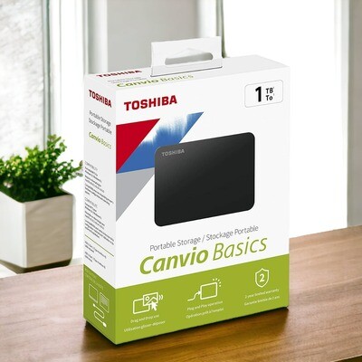 Hardisk TOSHIBA Canvio Basics esterno Portatile, USB 3.0, 1 TB.