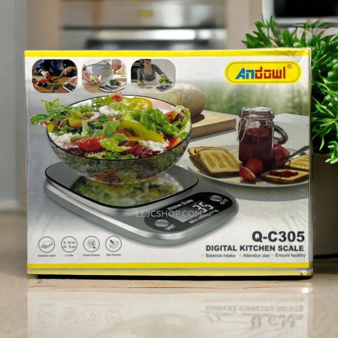 Andowl Q-C305 - Bilancia da Cucina Digitale | Precisione e Design Moderno.