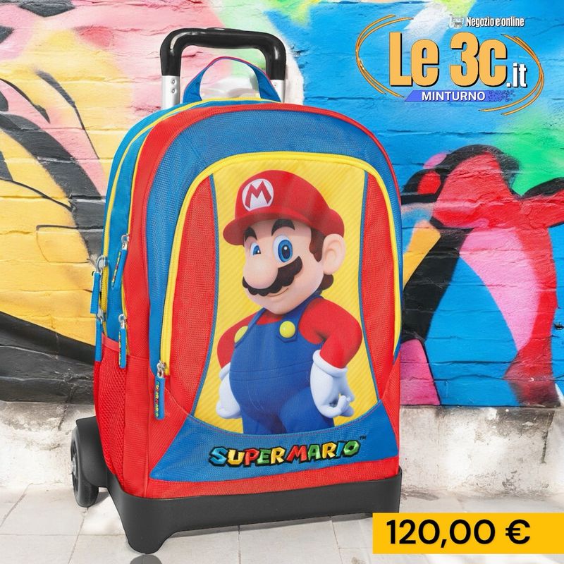 Zaino Trolley Staccabile Super Mario - Blu/Rosso/Giallo - Pratico e Spazioso