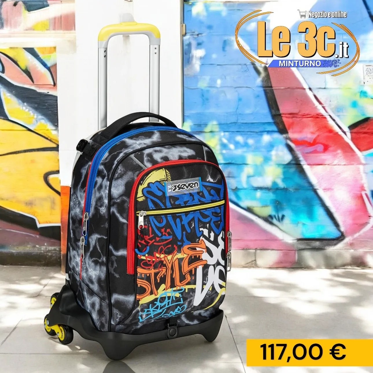 Trolley Jack Seven® 3 Ruote Mark On Boy: Stile Urbano e Praticità per Studenti Dinamici