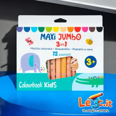 Set 12 Matite Colorate Maxi Jumbo 3 in 1 - Versatilità e Creatività per Bambini.