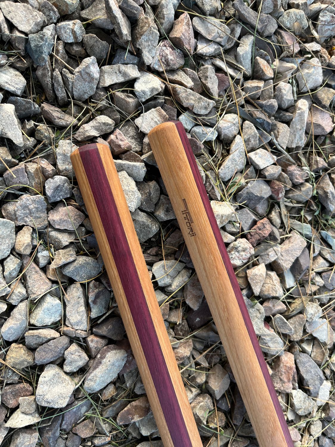 Tanbo staff (Pair) -Hickory/Purpleheart/Hickory. Ready-to-Ship