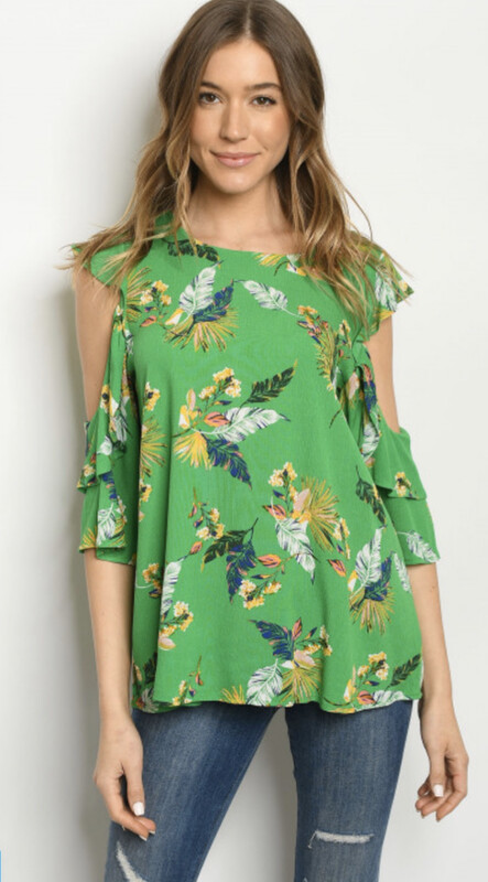 Green Floral Blouse