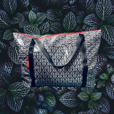 Swim Bag L Wax Cloth Leaves