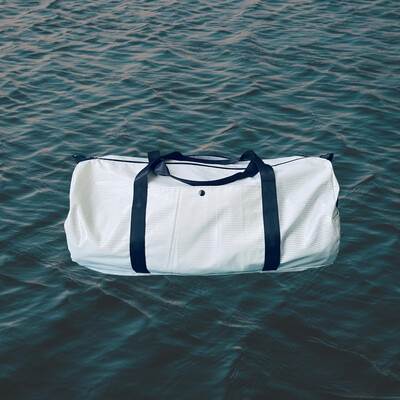 Duffle Bag M Wax Cloth Stripes Icegreen