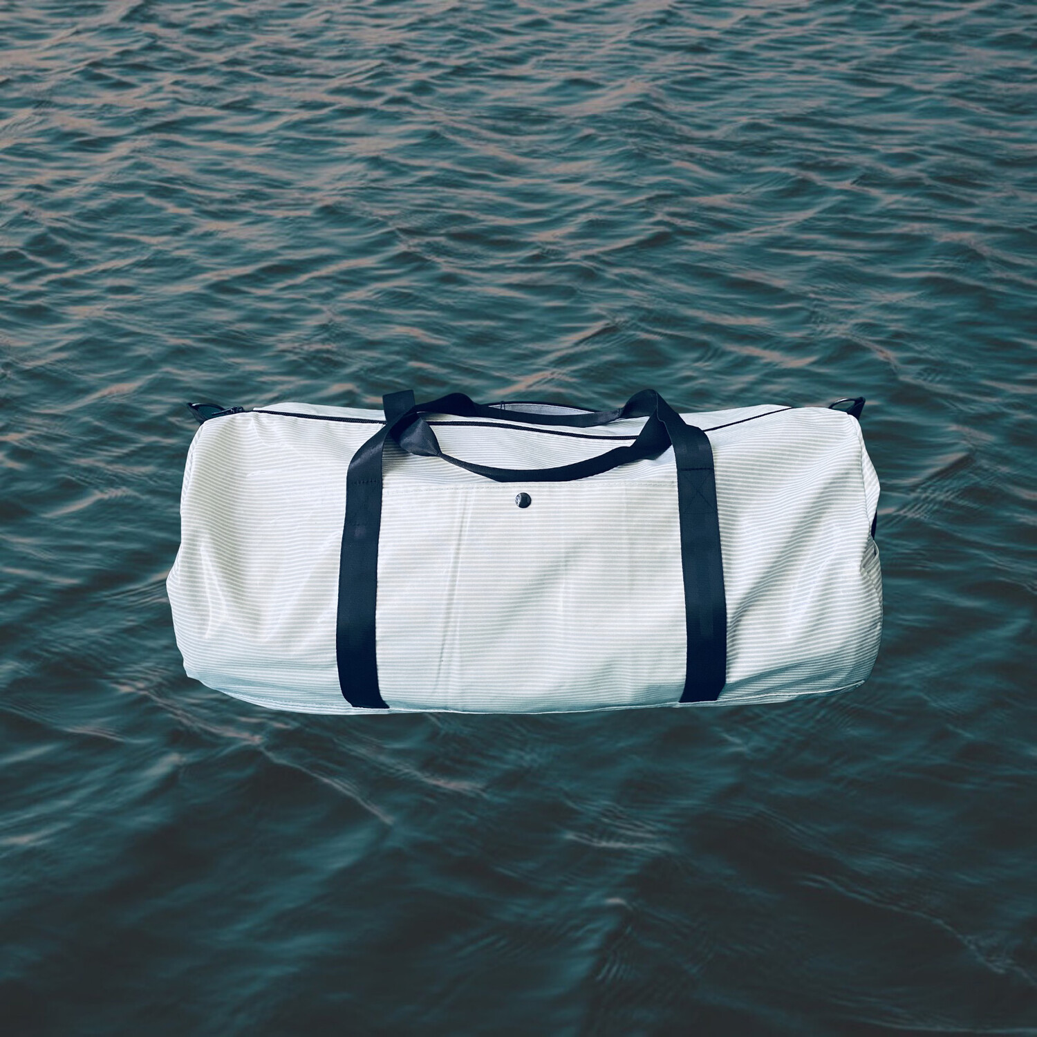 Duffle Bag M Wax Cloth Stripes Icegreen