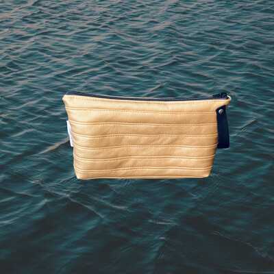 Toiletry Bag M Artificial Leather Gold Stripes