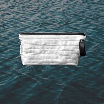 Toiletry Bag M Artificial Leather Silver Stripes