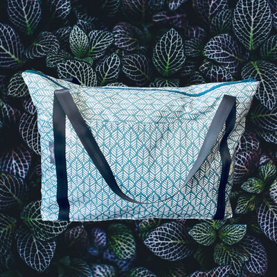 Swim Bag L Wax Cloth Leaves Antique Green