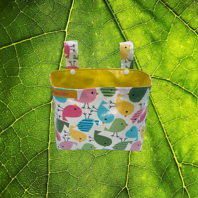 Bike Bag Wax Cloth Birds White