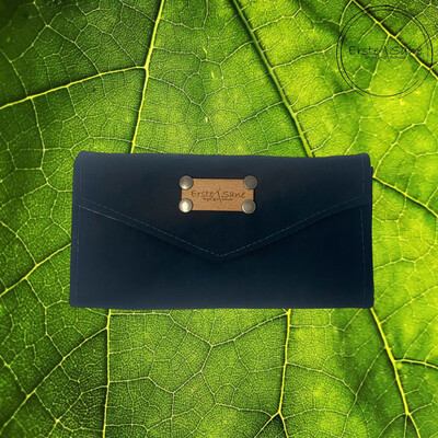 Maxi Wallet Oilskin Petrol Leaves