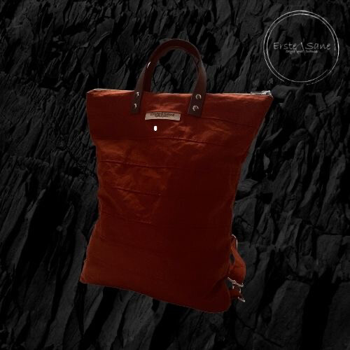 Hand-Backpack Oilskin stripes Terracotta