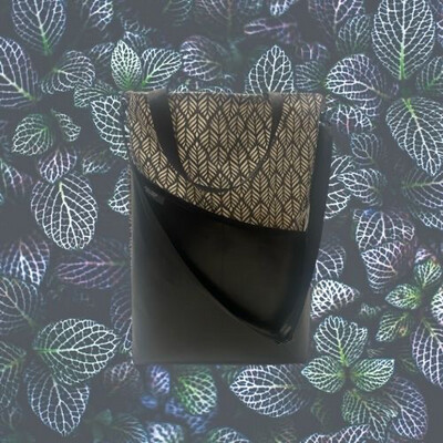 Shopper L Wax Cloth Leaves Black