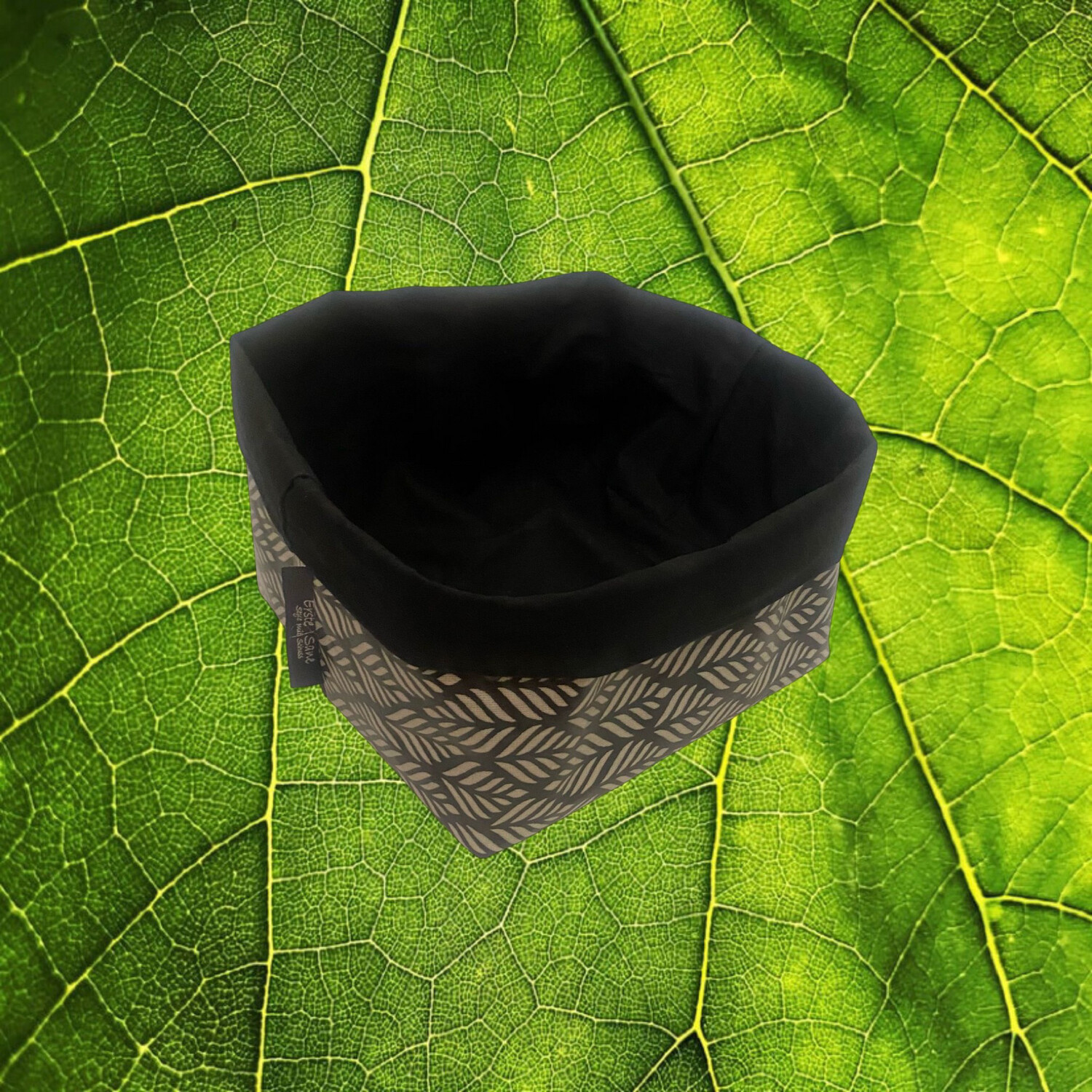 Utensilio Wachstuch Leaves Black/White