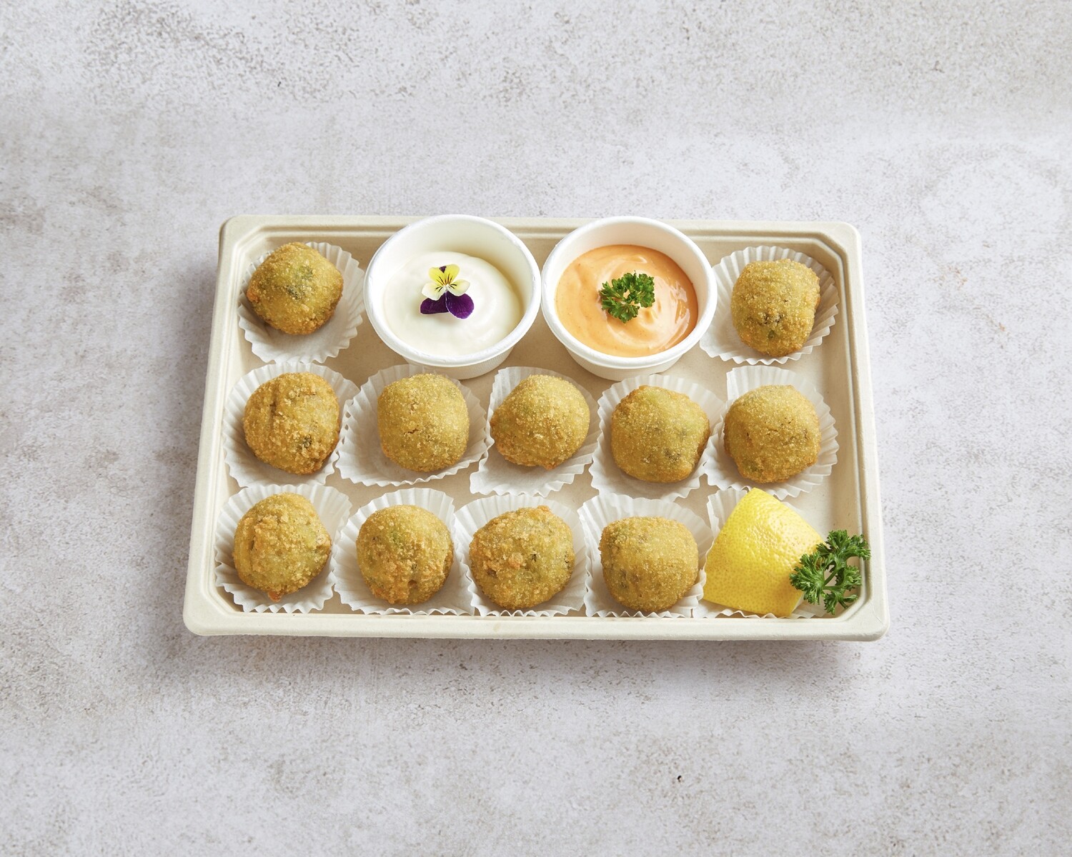 Chicken &amp; Mushroom Arancini with Japanese Mayo