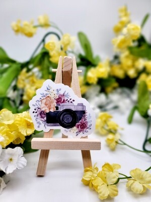 Sticker-camera black with floral