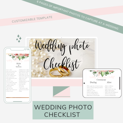 Wedding Photography Checklist- Customizable