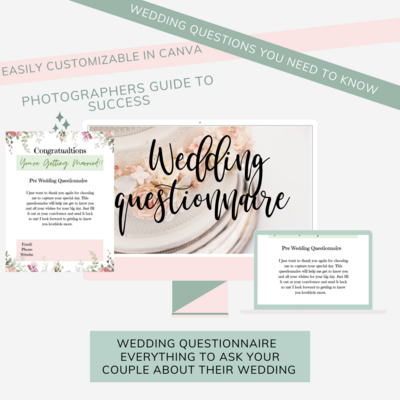 Wedding Questionnaire for Photographers-Customizable