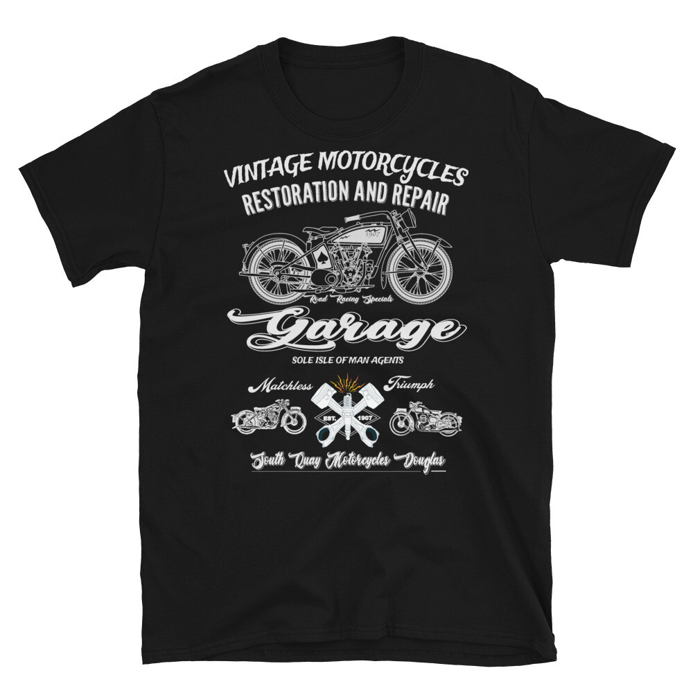 Vintage Isle of Man Motorcycle Workshop T-Shirt