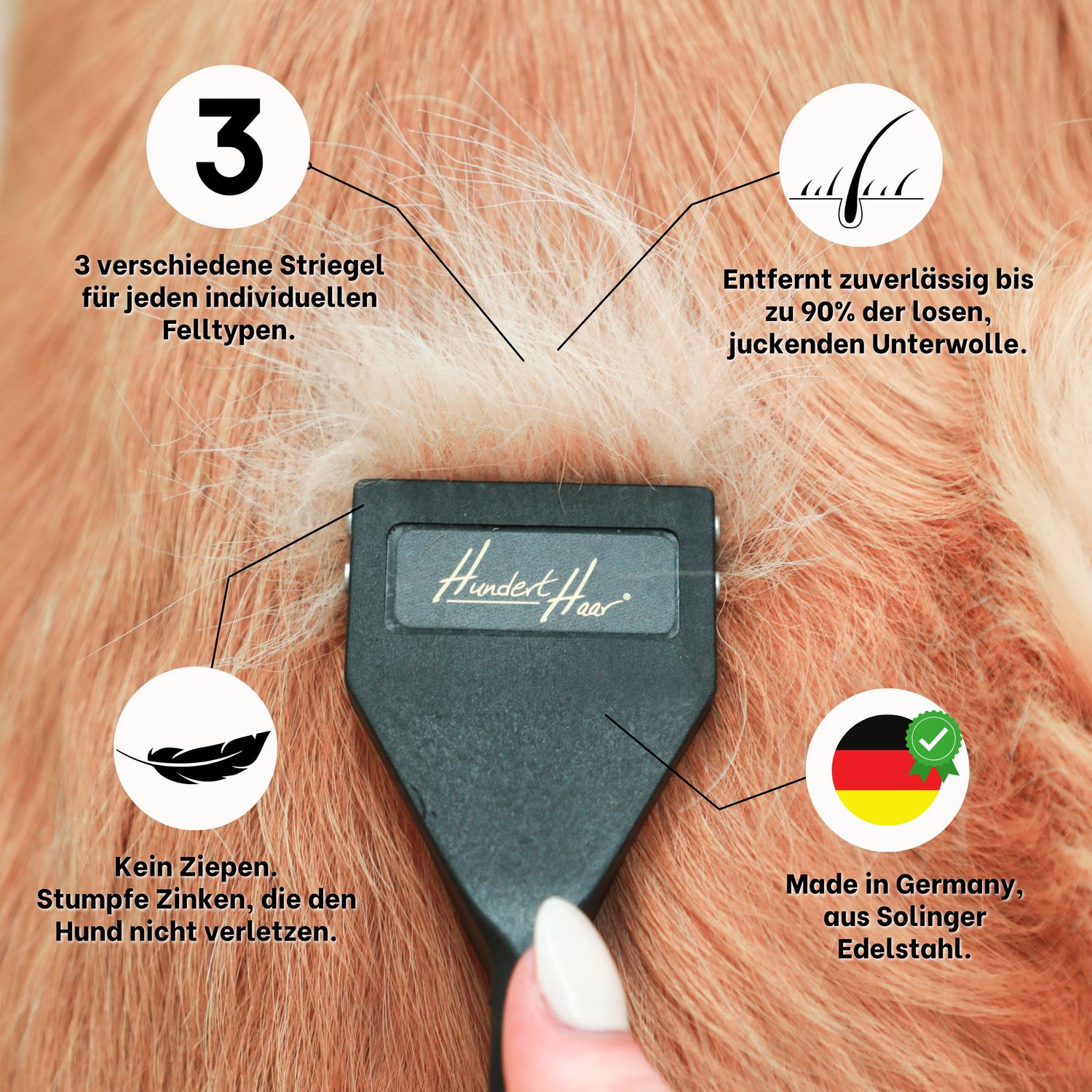 HundertHaar® Trimmstriegel für Hunde und Katzen