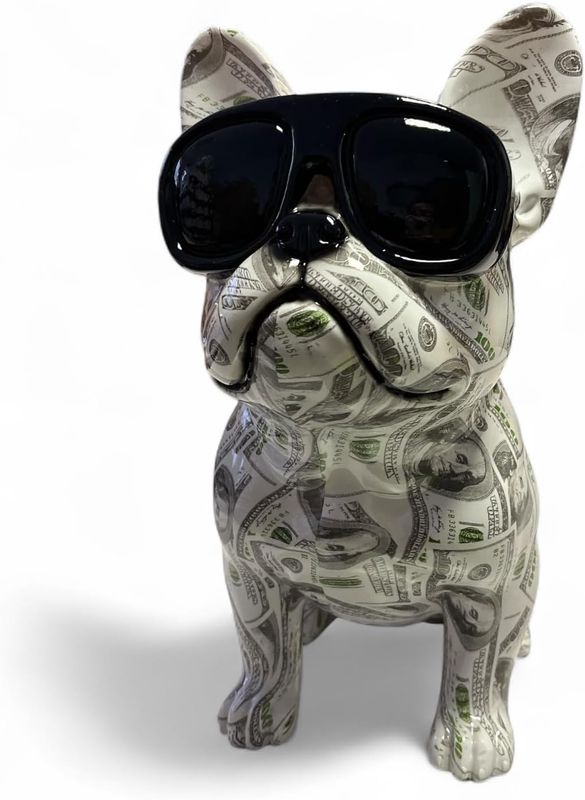 Elegante Bulldogge aus Kunstharz – Stilvolle Deko für Wohnzimmer, Büro oder Fensterbank in 4 Designs, XL - 36 cm hoch