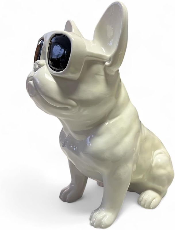 Elegante Bulldogge aus Kunstharz – Stilvolle Deko für Wohnzimmer, Büro oder Fensterbank in 4 Designs, XL - 36 cm hoch
