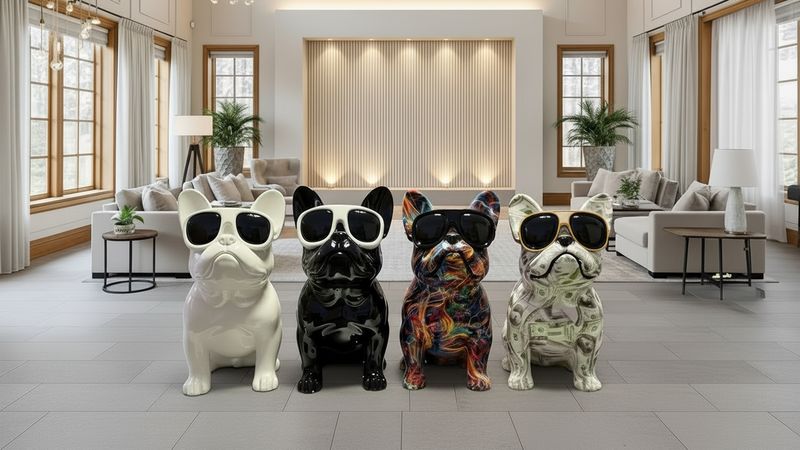 Elegante Bulldogge aus Kunstharz – Stilvolle Deko für Wohnzimmer, Büro oder Fensterbank in 4 Designs, XL - 36 cm hoch Elegante Bulldogge aus Kunstharz – Stilvolle Deko für Wohnzimmer, Büro oder Fensterbank in 4 Designs, XL - 36 cm hoch