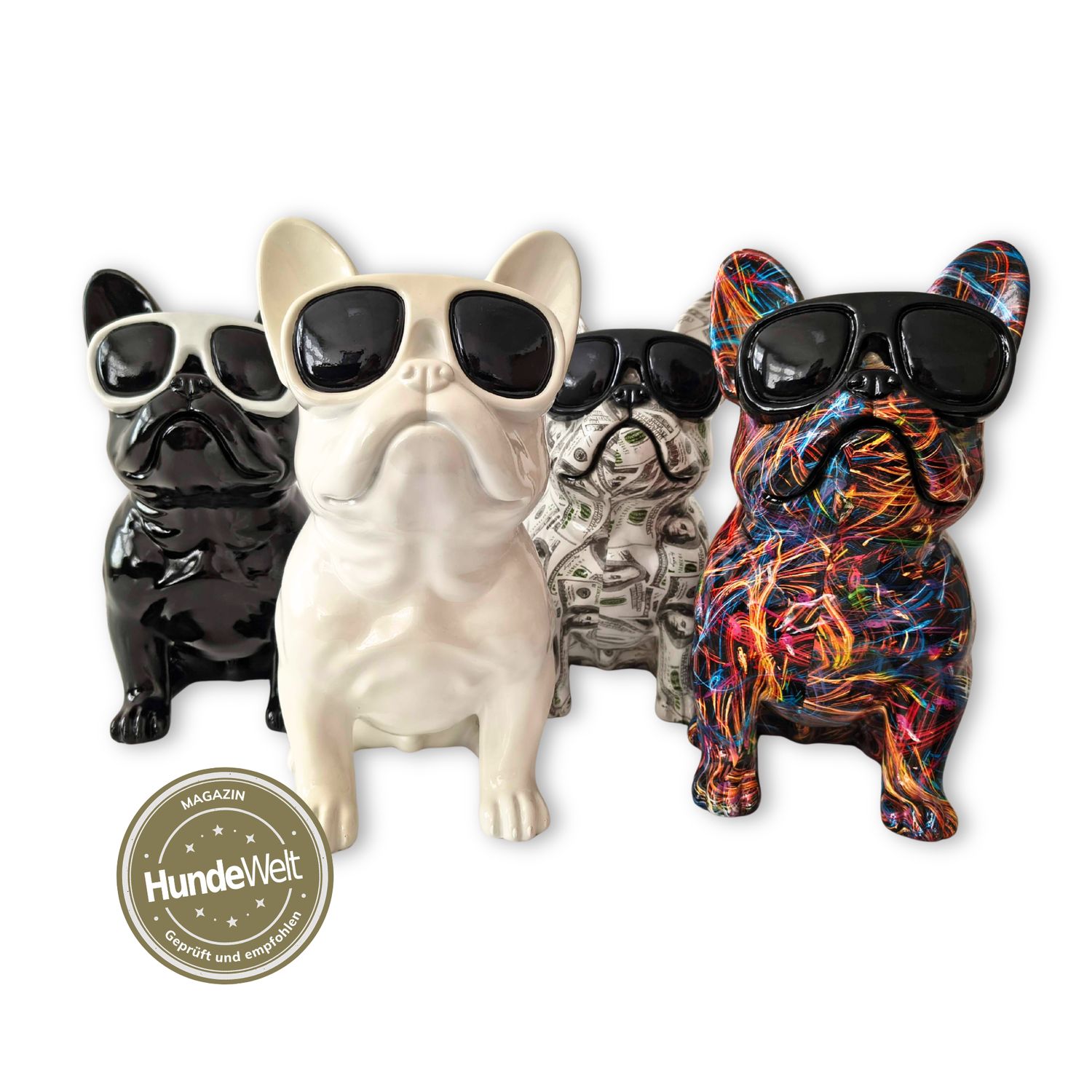 Elegante Bulldogge aus Kunstharz – Stilvolle Deko für Wohnzimmer, Büro oder Fensterbank in 4 Designs, XL - 36 cm hoch Elegante Bulldogge aus Kunstharz – Stilvolle Deko für Wohnzimmer, Büro oder Fensterbank in 4 Designs, XL - 36 cm hoch