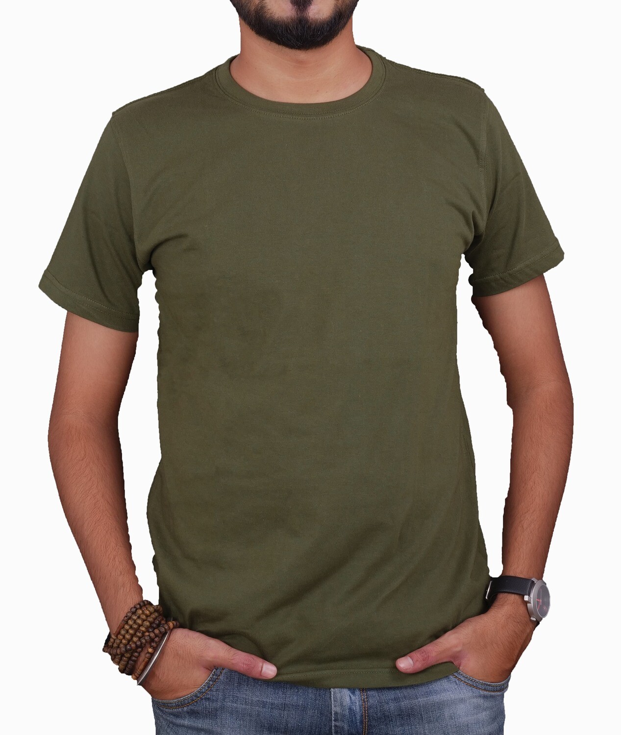 180 GSM Cotton Interlocked Biowash Round Neck T-shirt