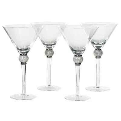 Diamante Tall Stem Martini Glasses (set of 4)