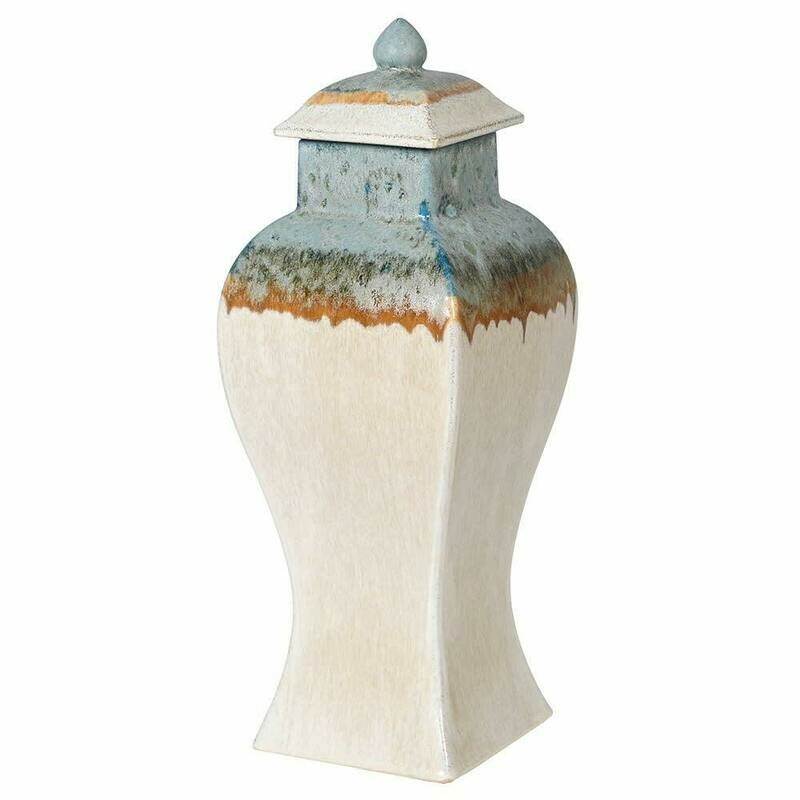 Small Beige Drip Jar with Lid