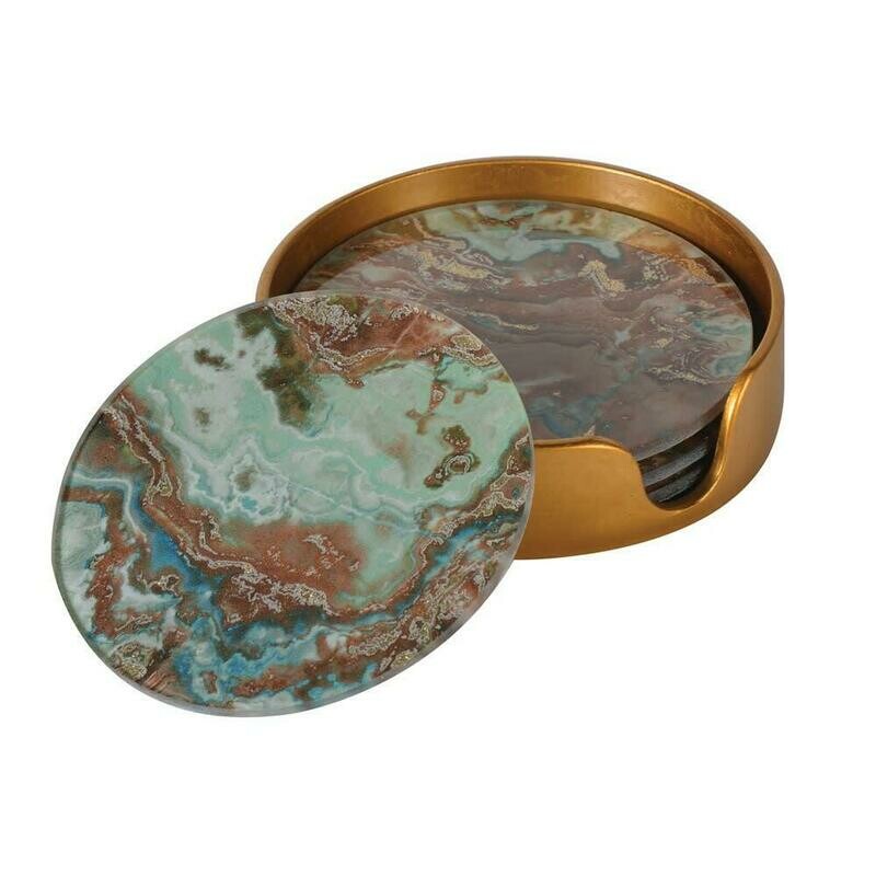 Set of 4 Marble Effect Glass Coasters