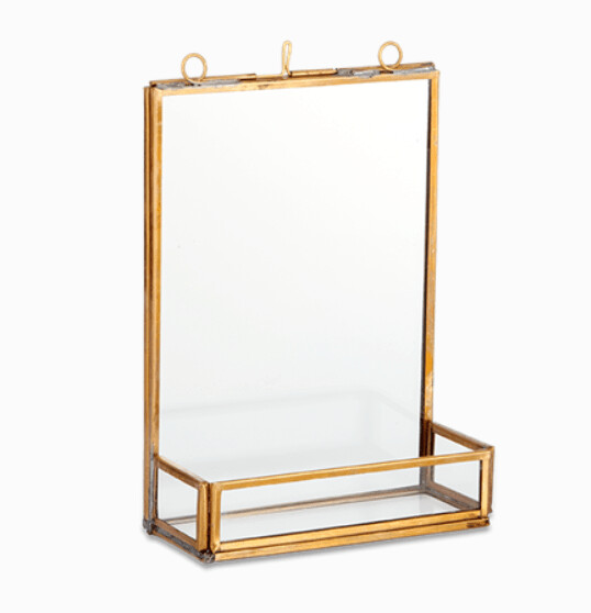 Wall Mounted Glass Frame with Shelf