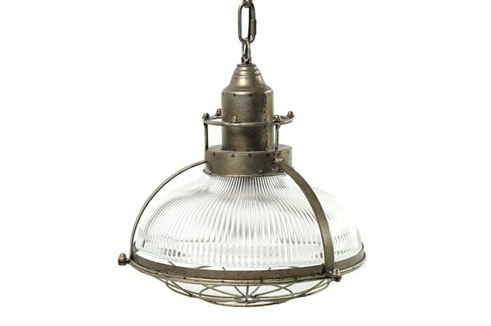 Ribbed Glass Hanging Light + Bulb