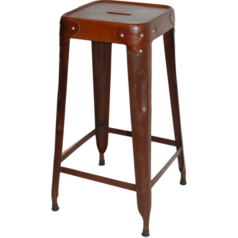 Metal and Leather Stool (set of 2)