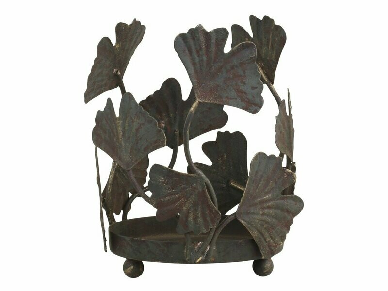 Candle Holder with Leaf Decoration
