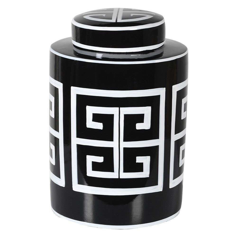 Aztec Print Lidded Jar (medium)