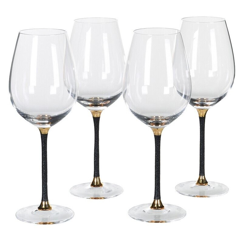 Black Glitter Stem Red Wine Glasses (set of 4)
