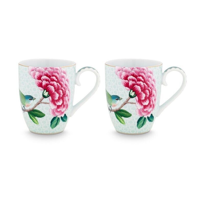 Blushing Birds White Mugs (Set of 2)