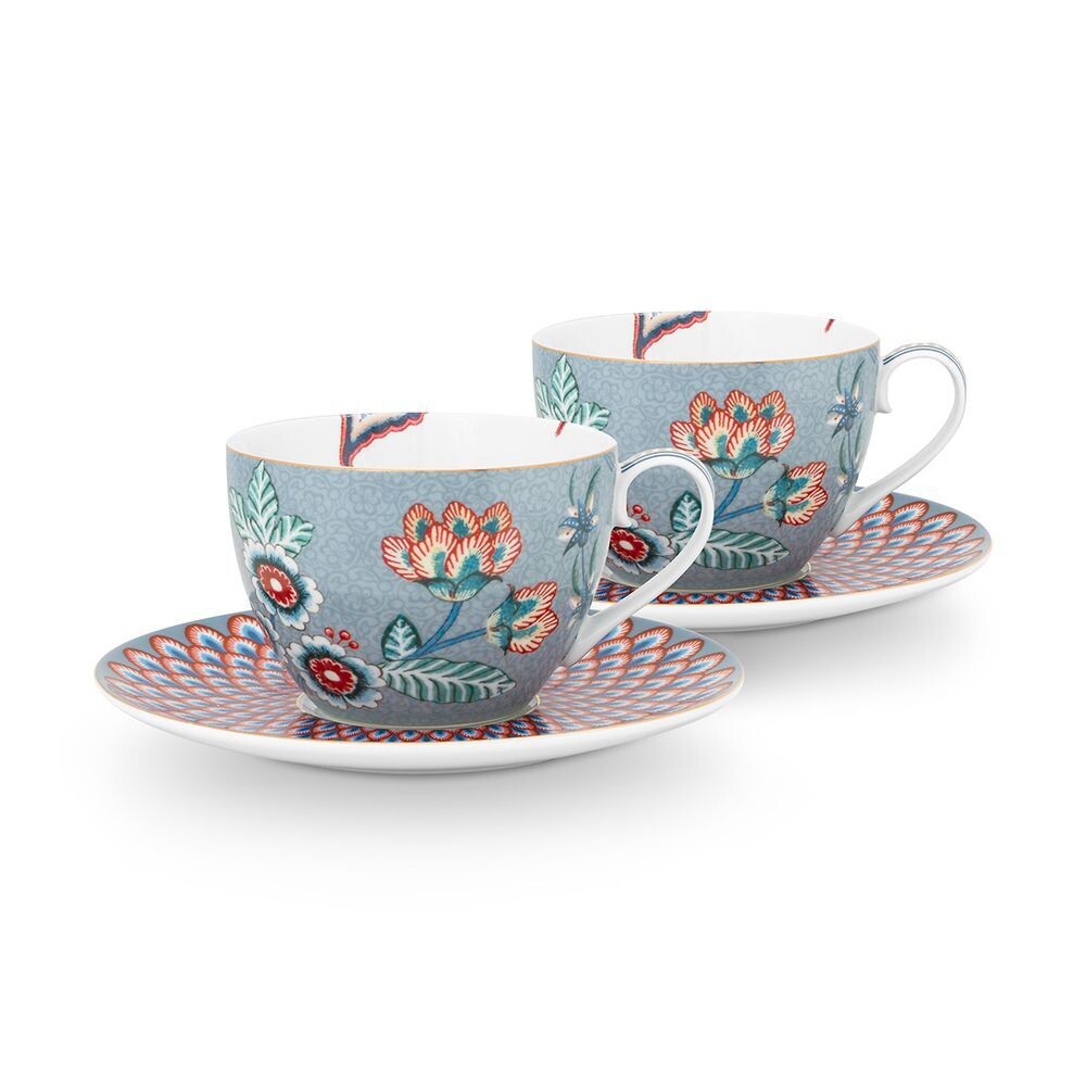 Flower Festival Cups & Saucers  (set of 2)