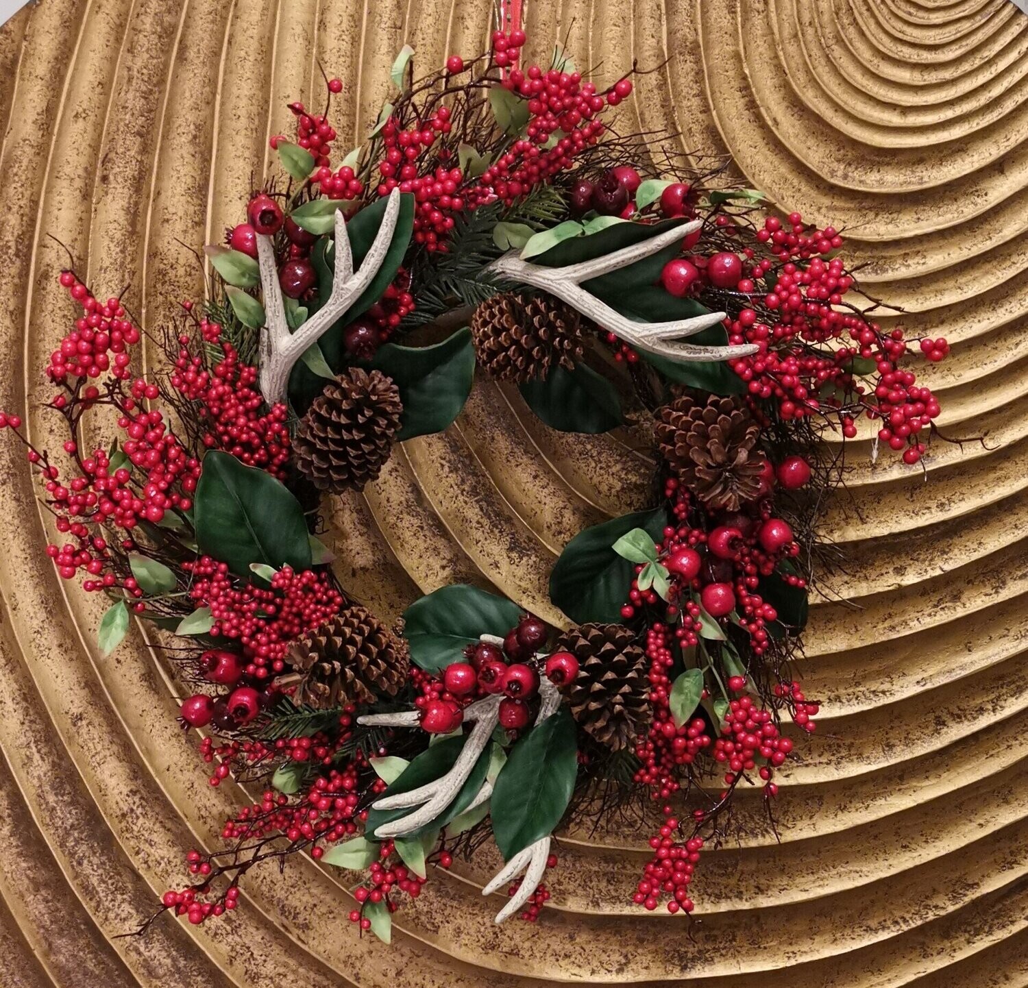 Antler , Berry and Cone Wreath